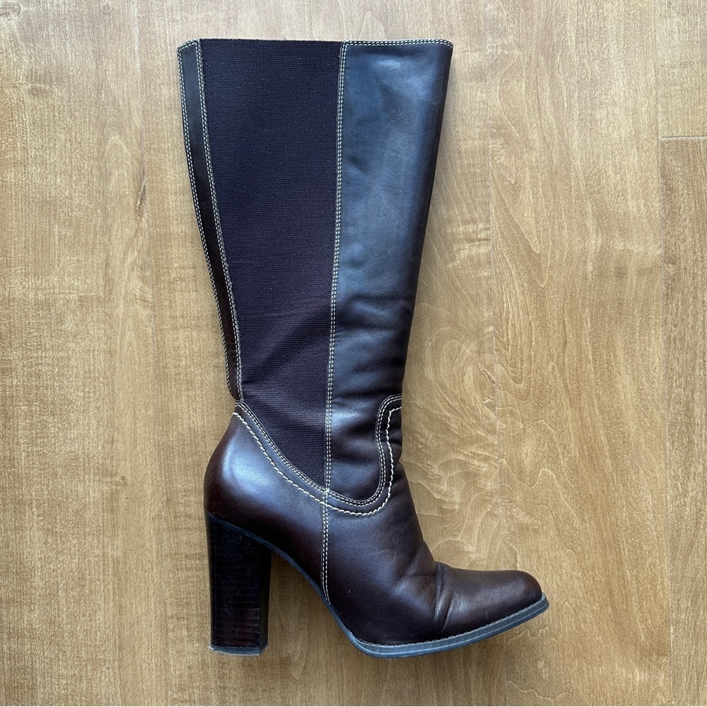 Franco Fortini Women Donna Mid-Calf Heeled Leather Boots, Y2K, Brown, Size 7.5M - Picture 3 of 16